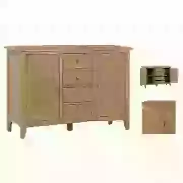 Large Oak Two Door Four Drawer Sideboard With Chrome Handles